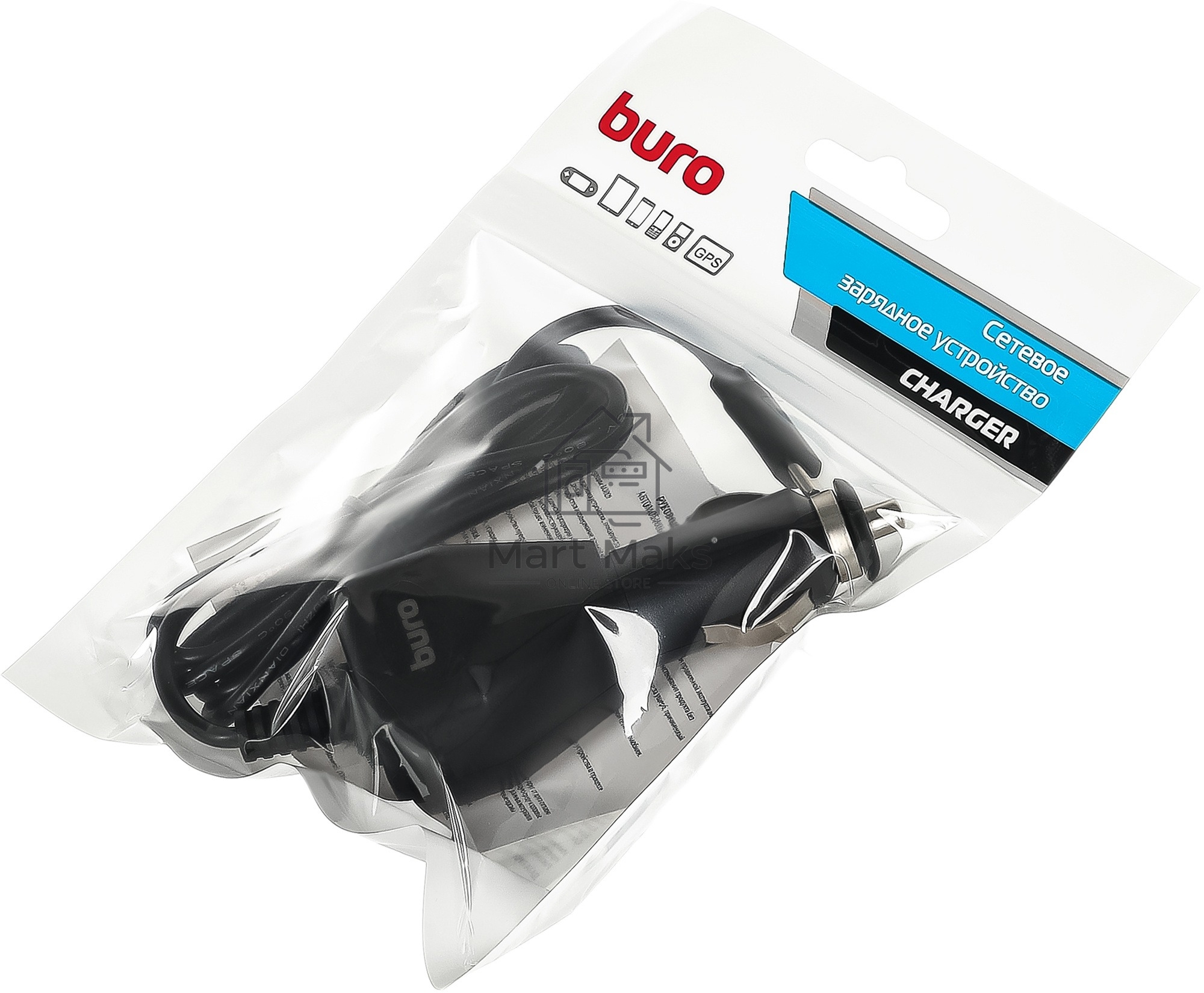 Автомобильное зарядное устройство Buro BUCC1 2A кабель USB Type C черный (BUCC10S00CBK)