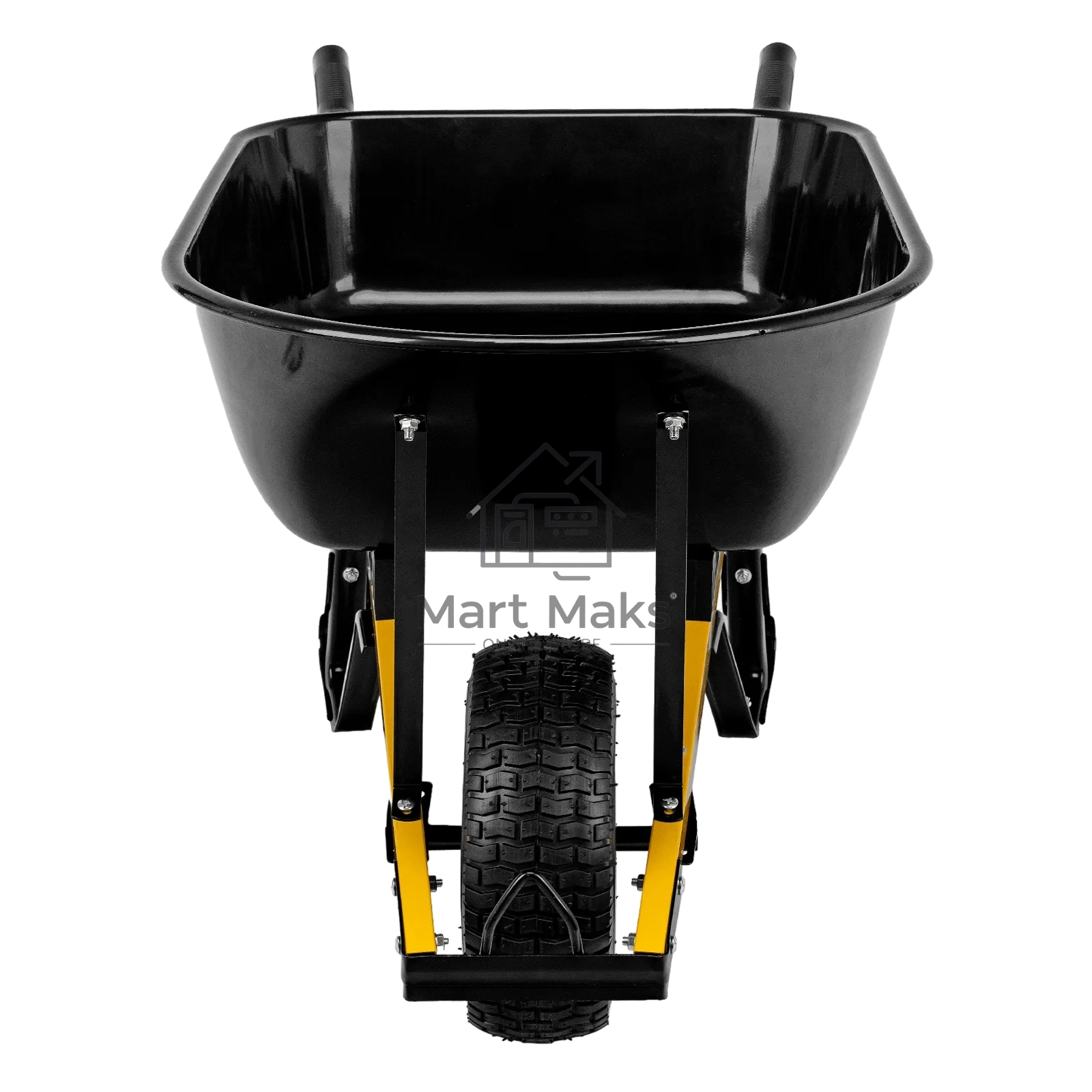 Тачка строительная Denzel усиленная, объем 140 л, 230 кг, колесо 15х6.00-6