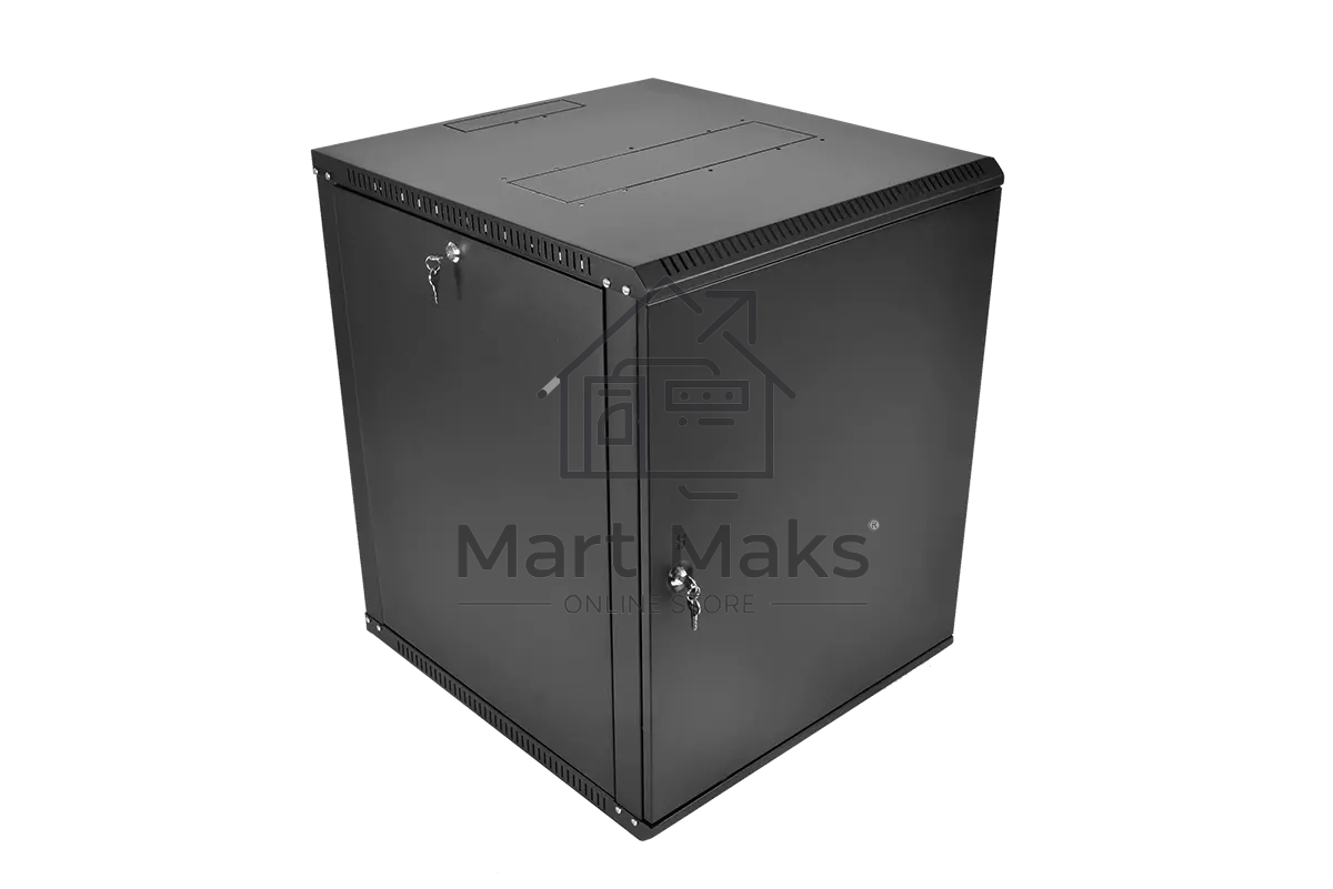 Шкаф телекоммуникационный настенный разборный ЦМО ЭКОНОМ 12U (600 x 350) дверь металл, цвет черный (ШРН-Э-12.350.1-9005)