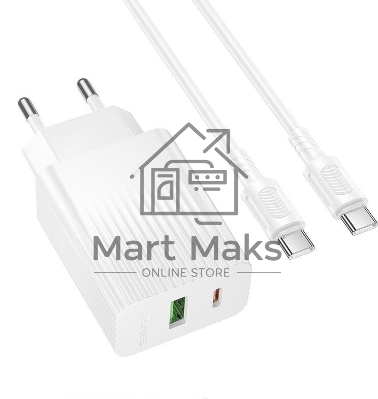 Сетевое зарядное устройство BOROFONE (6941991122804) BAS74Aaa 1USB+1Type-C 3.0A QC3.0 PD20W для Type-C Type-C, белый