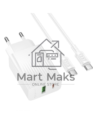 Сетевое зарядное устройство BOROFONE (6941991122804) BAS74Aaa 1USB+1Type-C 3.0A QC3.0 PD20W для Type-C Type-C, белый