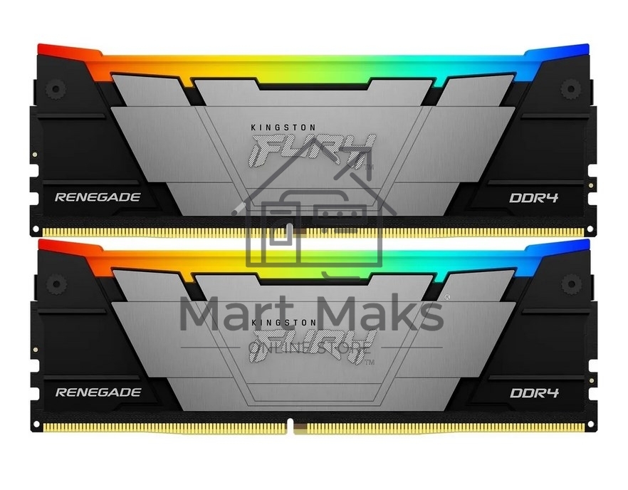Оперативная память Kingston Fury Renegade, DDR4, 16GB (2x8GB), 3600MHz, CL16, DIMM, с радиаторами, RGB, серый/черный