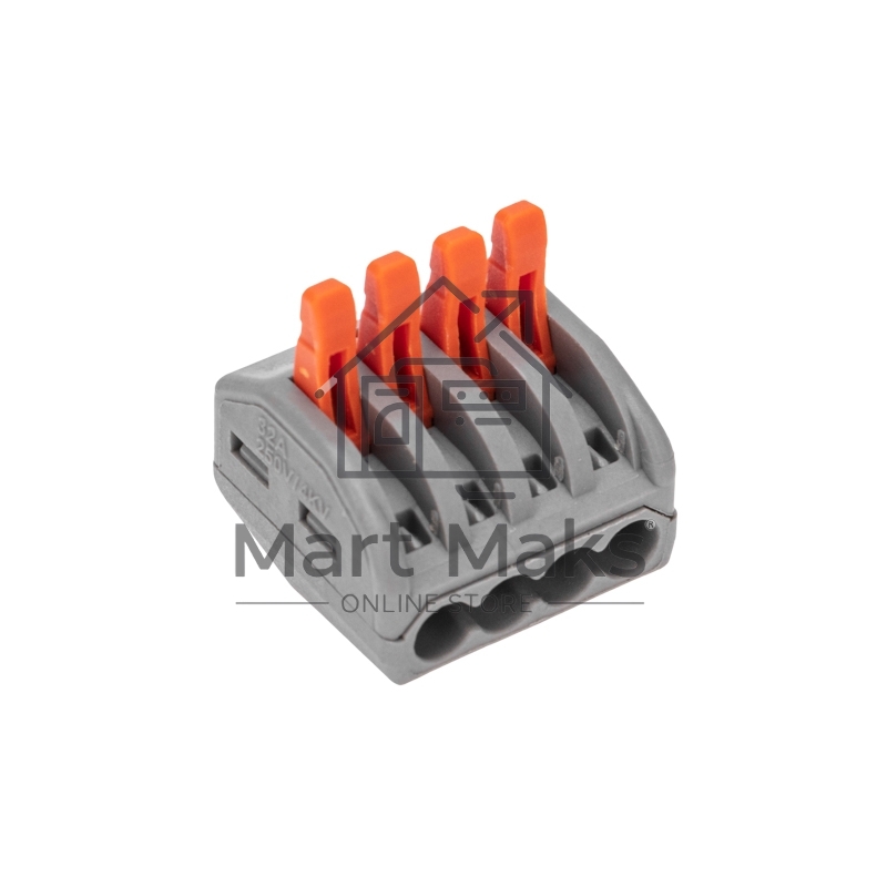 Универсальная клемма Rexant СМК 222-414, 4-проводная серый 0,08-2,5/4 мм² (блистер 5 шт/уп)