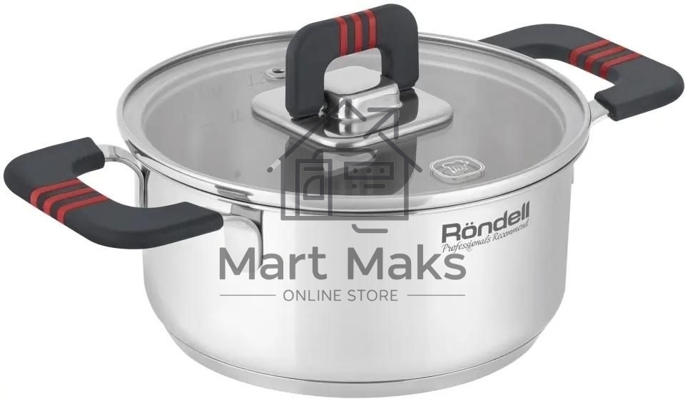 Кастрюля Rondell Stripes RDS-1636, 1.2л, 16см, с крышкой, стальной