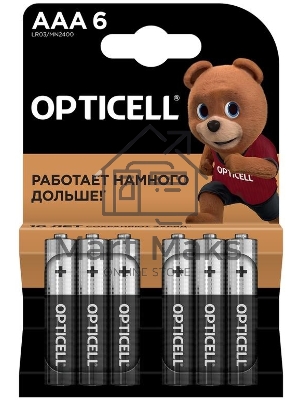 Элемент питания алкалиновый AAA/LR03 (блист. 6шт) Basic Opticell 5051007