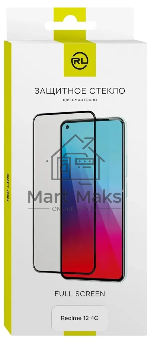 Защитное стекло для экрана Redline черный для Realme 12 4G 2.5D 1шт. (УТ000039355)
