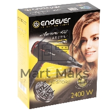 Фен Endever Aurora-472 черный, 2400 Вт, ионизация