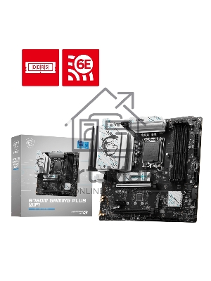 Материнская плата MSI B760M GAMING PLUS WIFI, LGA 1700, Intel B760, 4xDIMM DDR5, 4xSATA, 2xM.2, 1xPCI-E 4.0 x16, 1xPCI-E 3.0 x1, 2xHDMI, 2xDP, 1x 2.5Gb LAN, 2xUSB-A 3.2 Gen 2, 4xUSB 2.0, Micro-ATX
