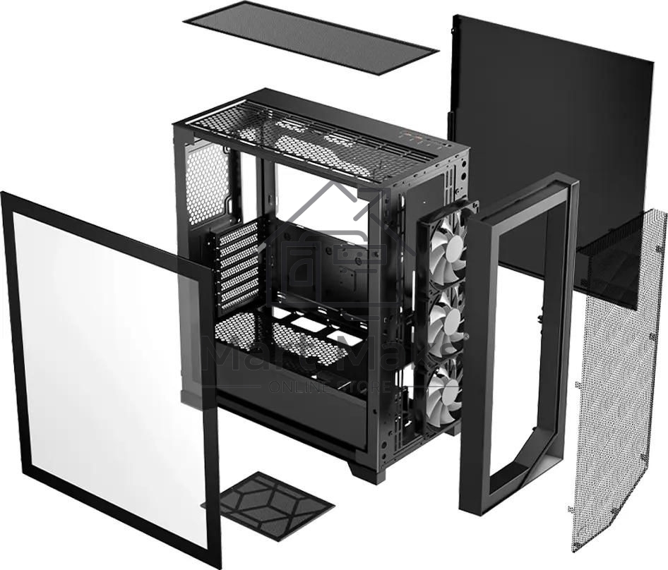 Компьютерный корпус PCCooler C3D510 BK ARGb, Tempered Glass Full Tower, Black, TG, 0.7 SPCC, 3x120мм ARGb E-ATX, ATX, mATX, mITX 170/390/410мм 2x2.5