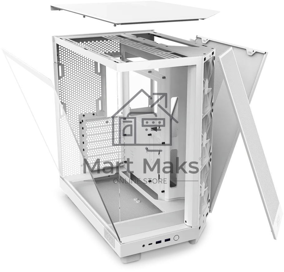 Компьютерный корпус без блока питания Case NZXT H6 Flow, Midi-Tower, TG, 3x120мм, 2xUSB-A 3.2 + 1xUSB-C 3.2, ATX, mATX, mITX белый