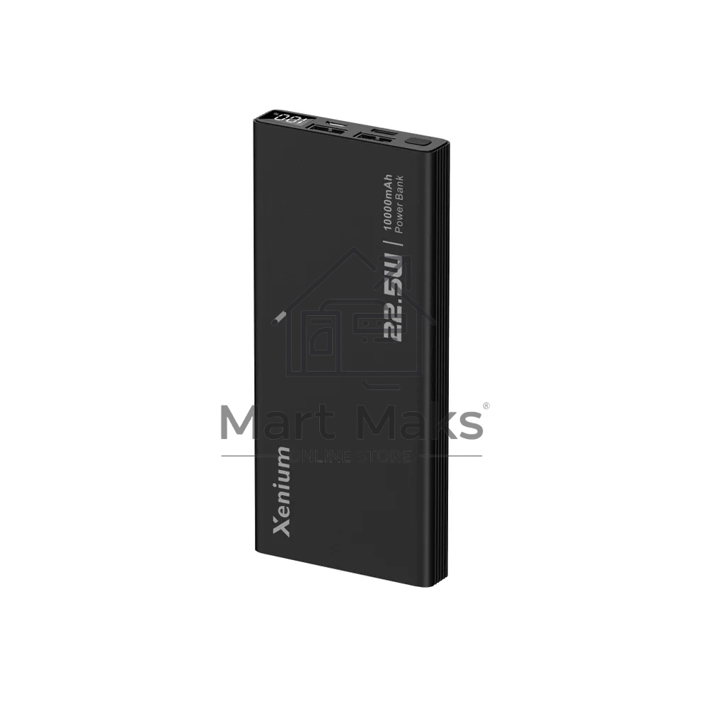 Портативный аккумулятор Xenium PowerBank P2210 черный (10000 мА*ч, 22.5 Вт, USB-A - 2 шт, USB-C - 1 шт, дисплей)