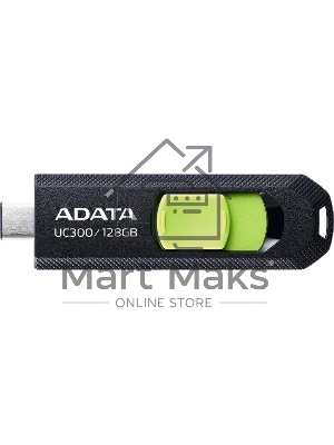 Флешка USB ADATA UC300 (ACHO-UC300-128G-RBK/GN), 128Gb, Type-C USB 3.2, R/W 100/30, черный/зеленый