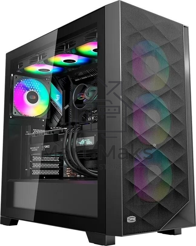 Компьютерный корпус PCCooler C3D510 BK ARGb, Tempered Glass Full Tower, Black, TG, 0.7 SPCC, 3x120мм ARGb E-ATX, ATX, mATX, mITX 170/390/410мм 2x2.5