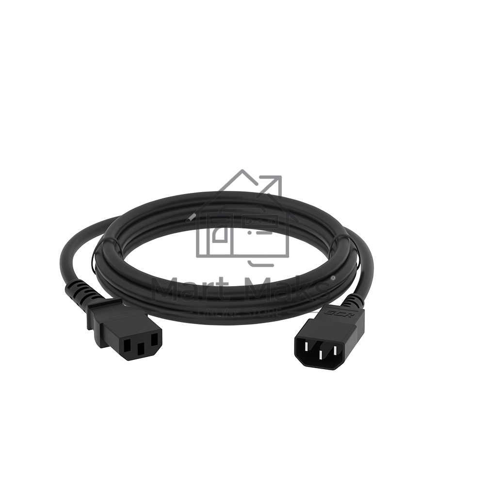 Кабель питания удлинитель GCR PROF С13 - С14, 3*1,0mm, 5.0m, черный