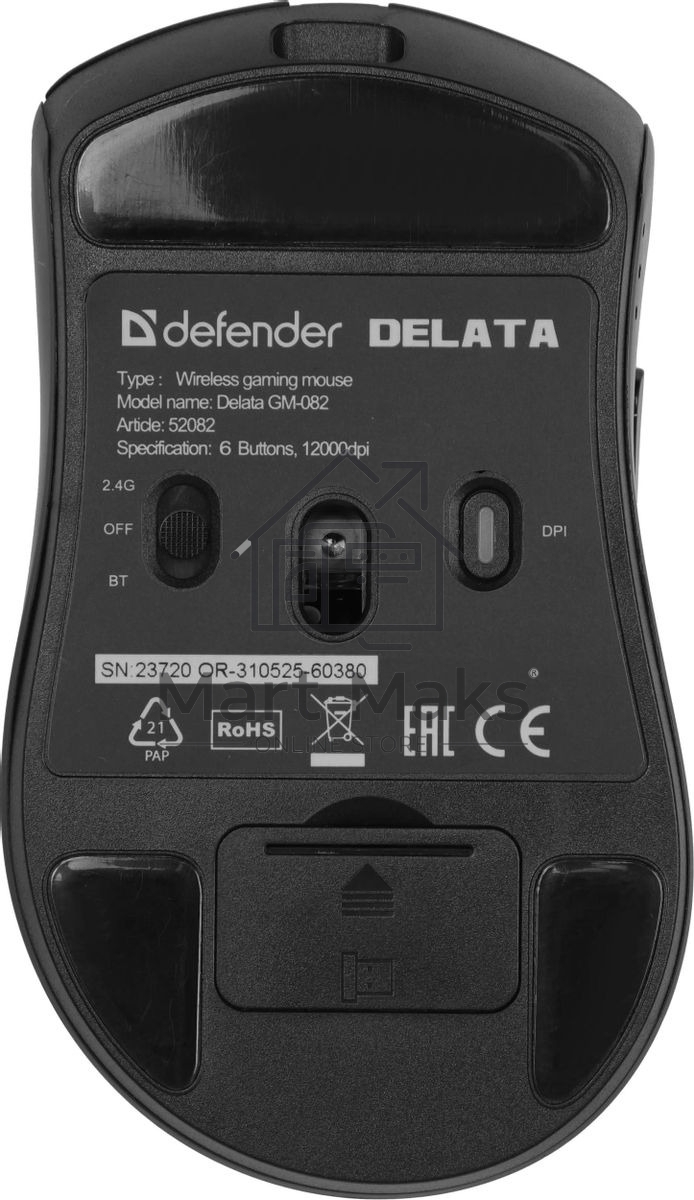 Мышь беспроводная Defender Delata GM-082 черный, 12000 dpi, радиоканал, Bluetooth, USB, кнопки - 6