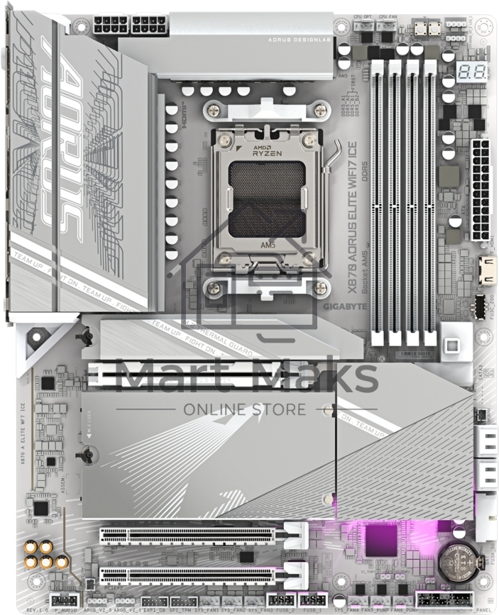 Материнская плата Gigabyte X870 A ELITE X ICE Socket AM5 AMD X870 4xDDR5 ATX AC`97 8ch(7.1) 2.5Gg RAID+HDMI