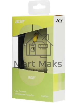 Мышь беспроводная Acer OMR205 зеленый/желтый, 1200 dpi, радиоканал, USB, кнопки - 3