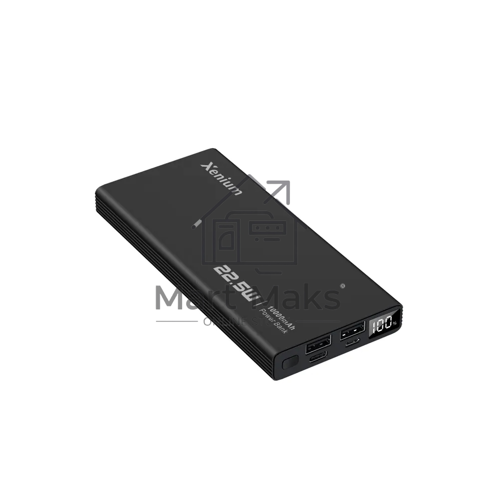 Портативный аккумулятор Xenium PowerBank P2210 черный (10000 мА*ч, 22.5 Вт, USB-A - 2 шт, USB-C - 1 шт, дисплей)