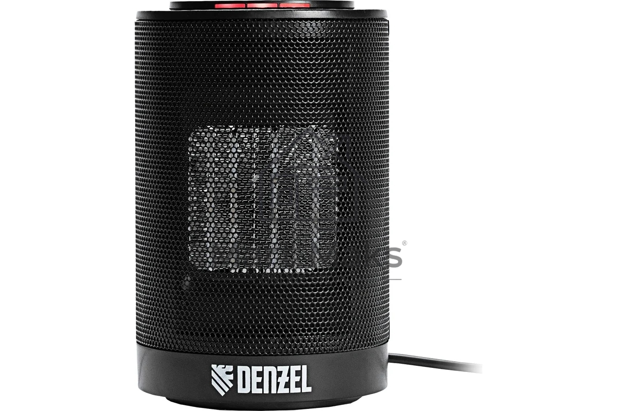 Тепловентилятор керамический Denzel DTFC-1200, черный, 600/1200 Вт, 12 м2, 3 режима, термостат