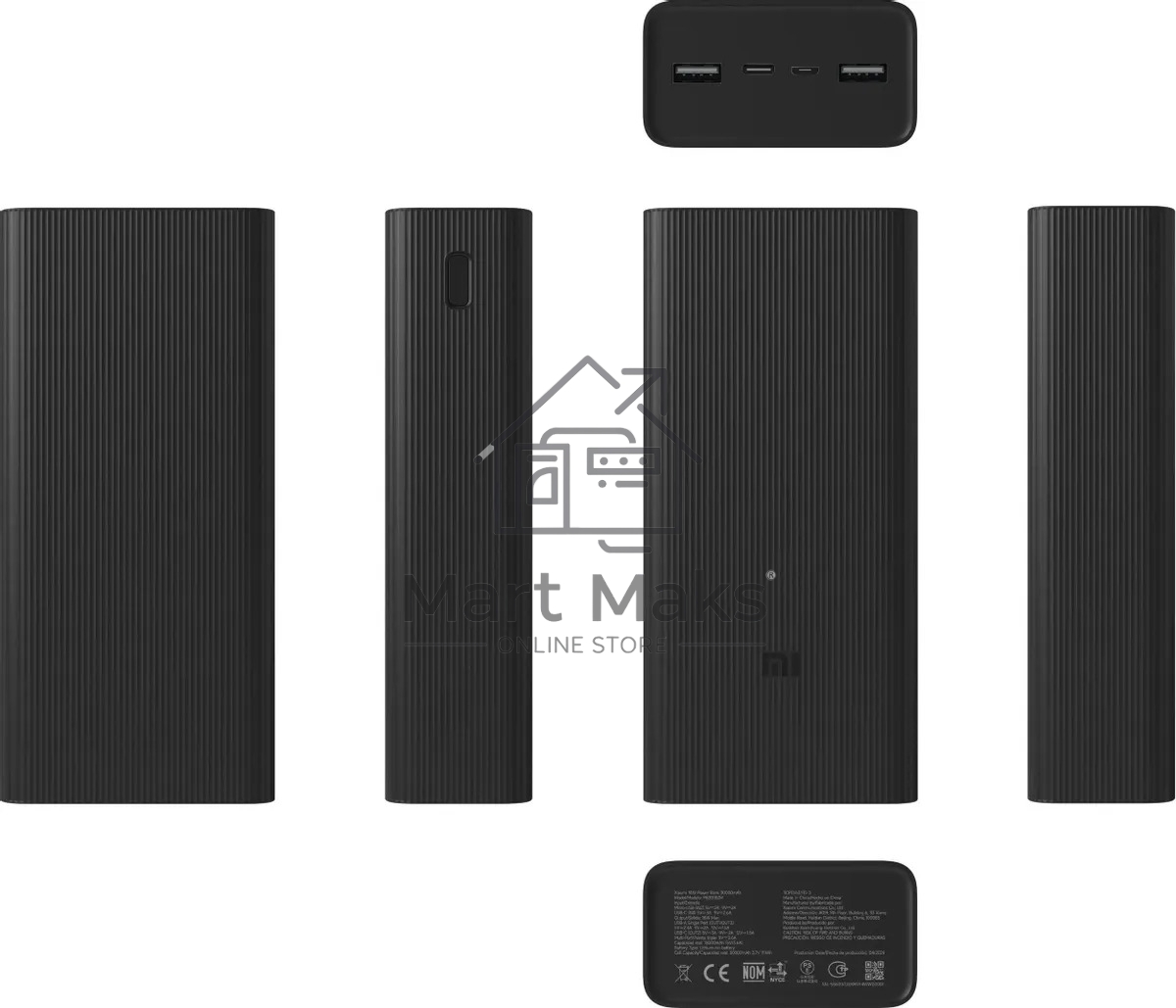 Мобильный аккумулятор Xiaomi BHR9126GL 30000mAh 18W 2.6A 2xUSB-A/USB-C черный