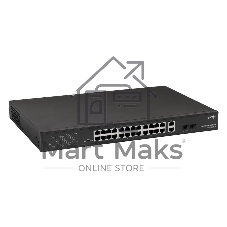 Коммутатор Бастион SKAT PoE-24E-2G-2S, 24×100 Мбит/с PoE++ + 2×1 Гбит/с Uplink + 2×1 Гбит/с SFP, неуправляемый