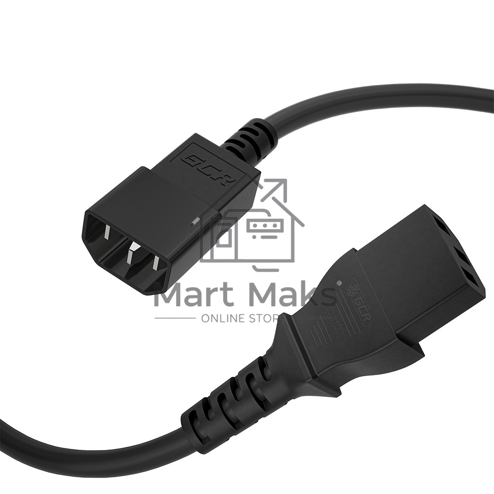 Кабель питания удлинитель GCR PROF С13 - С14, 3*1,0mm, 5.0m, черный