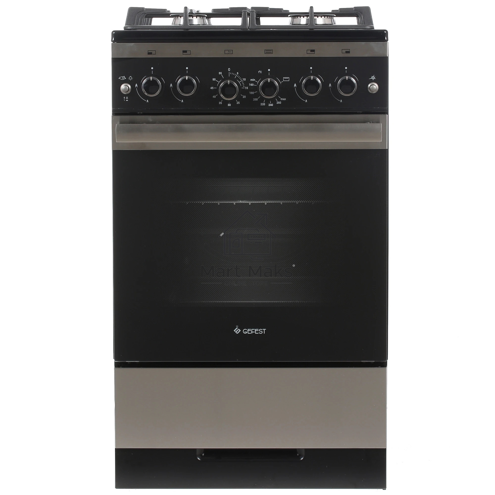 Плита газовая Gefest 5500-02 0069 серебристый/черный, конфорок 4 шт, духовка 52 л, 50 см x 85 см x 58.5 см