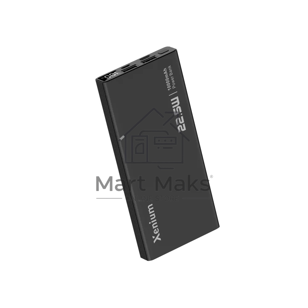 Портативный аккумулятор Xenium PowerBank P2210 черный (10000 мА*ч, 22.5 Вт, USB-A - 2 шт, USB-C - 1 шт, дисплей)