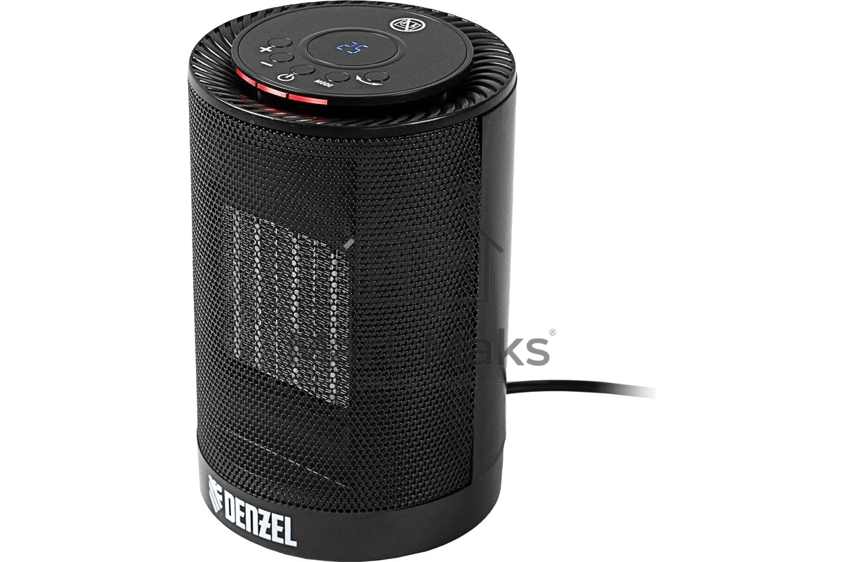 Тепловентилятор керамический Denzel DTFC-1200, черный, 600/1200 Вт, 12 м2, 3 режима, термостат
