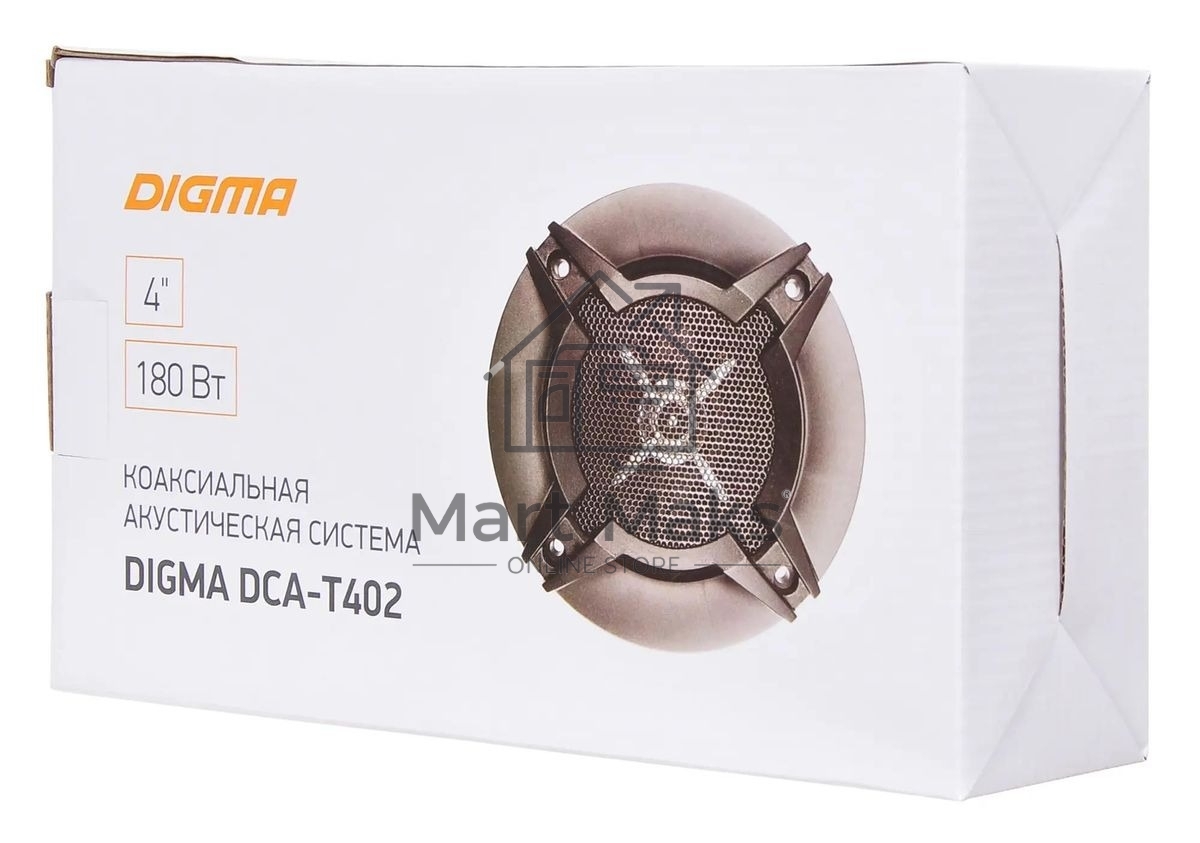 Колонки автомобильные Digma DCA-T402 180Вт 86дБ 4Ом 10см (4дюйм) (ком.:2кол.) коаксиальные двухполосные