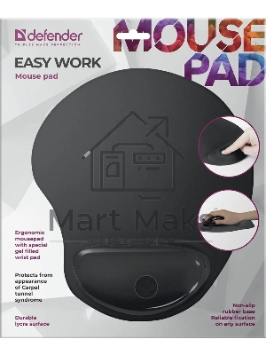 Коврик для мыши Defender гелевый (большой 26x22) 280 gr. (Easy Work) черный
