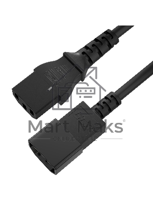 Кабель питания удлинитель GCR PROF С13 - С14, 3*1,0 мм, 5.0m, черный