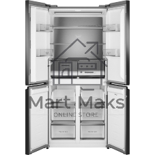 Холодильник Weissgauff WCD 450 Bru Steel Glass NoFrost Inverter матовая сталь трехкамерный 287/163л морозилка снизу, No Frost, Side by Side