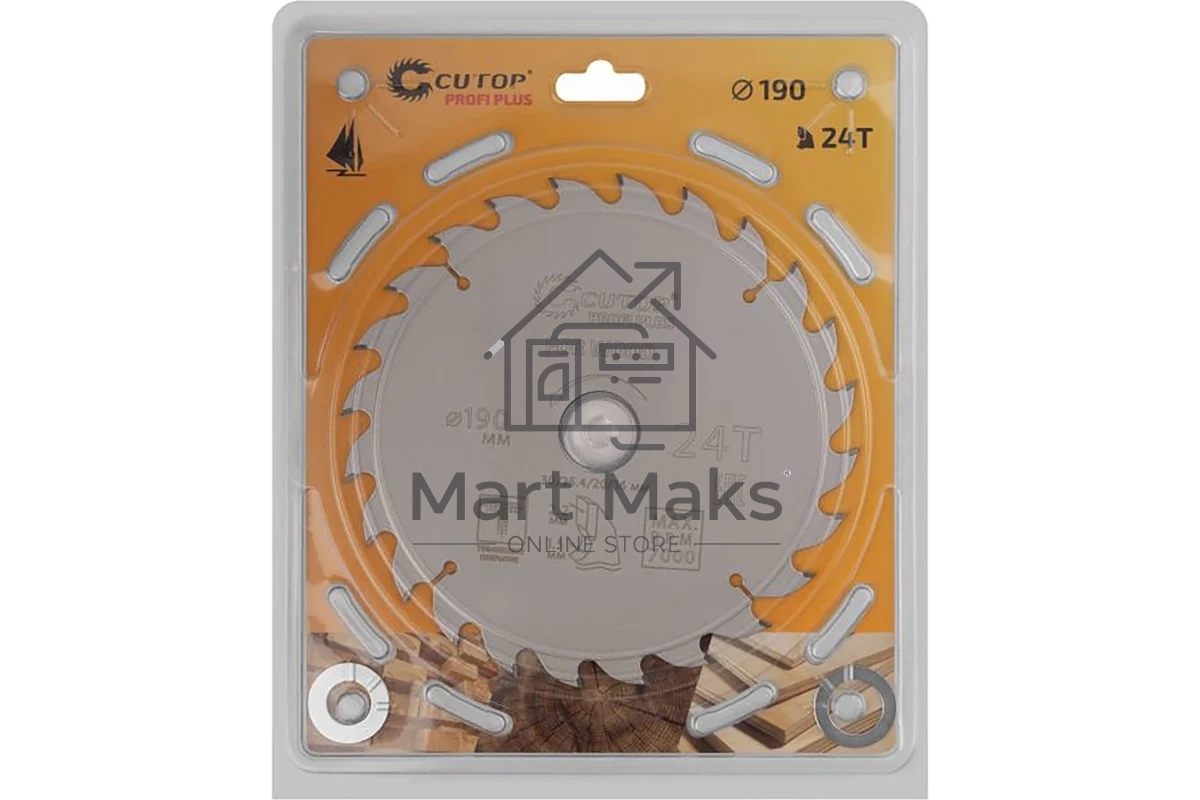 Диск пильный по дереву с тефлоновым покрытием 24Т, CUTOP Profi plus, 190 х 1,5/2,2 х 30/25,4/20/16 мм