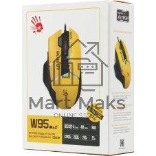 Мышь проводная A4Tech Bloody W95 Max Sports желтый/серый, 12000 dpi, USB, кнопки - 10