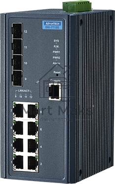 Управляемый коммутатор EKI-7712E-4F-AE Advantech Ethernet, 8 портов RJ-45, 4 порта Gigabit SFP, металлический корпус, IP30