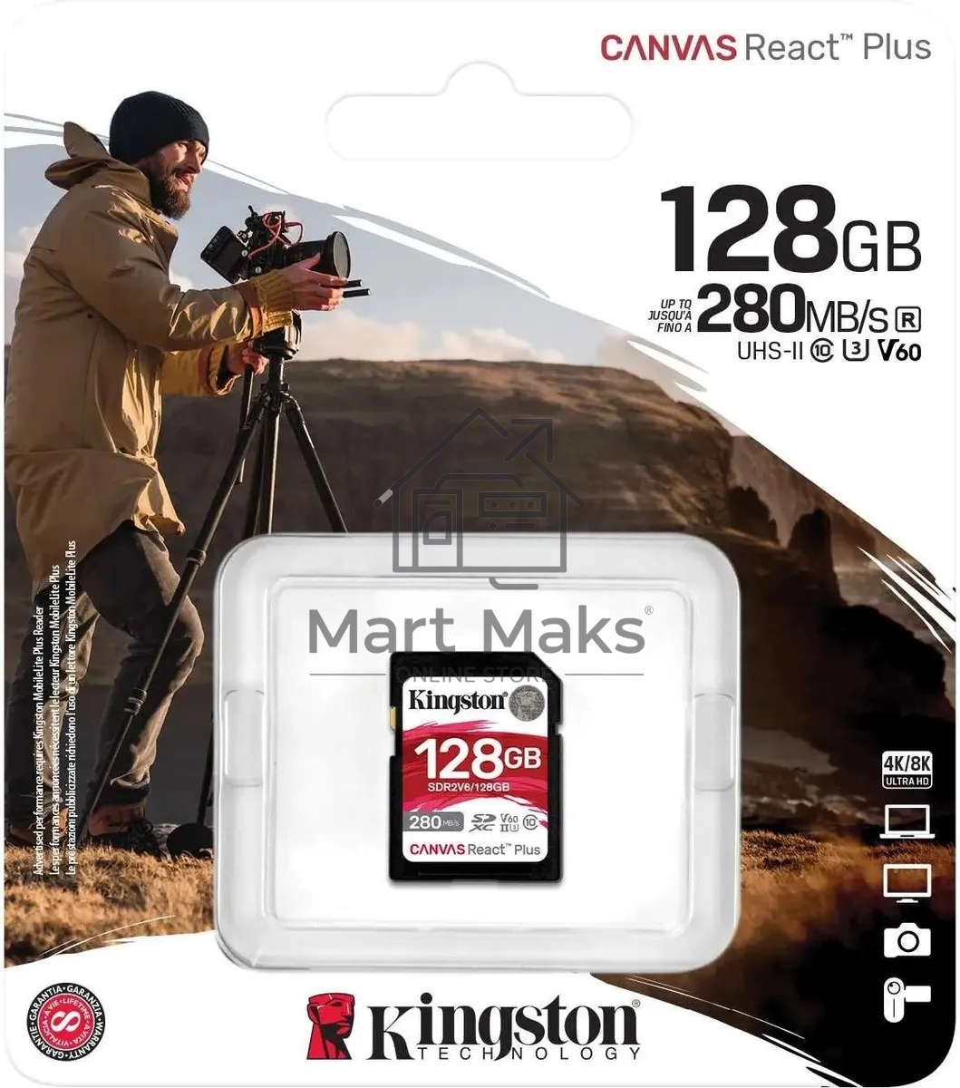 Флеш карта SDXC Kingston SDR2V6/128GB Canvas React Plus w/o adapter 128GB