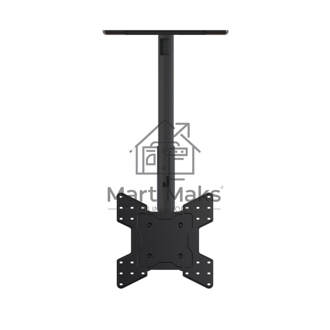 Потолочное крепление Wize Pro C5524A для дисплеев 2655, VESA 75x75, 100x100, 200x100, 200x200, 300x300, 400х400 мм наклон +20°, поворот 360°, длина штанги 46-61 cм, до 36 кг, черный