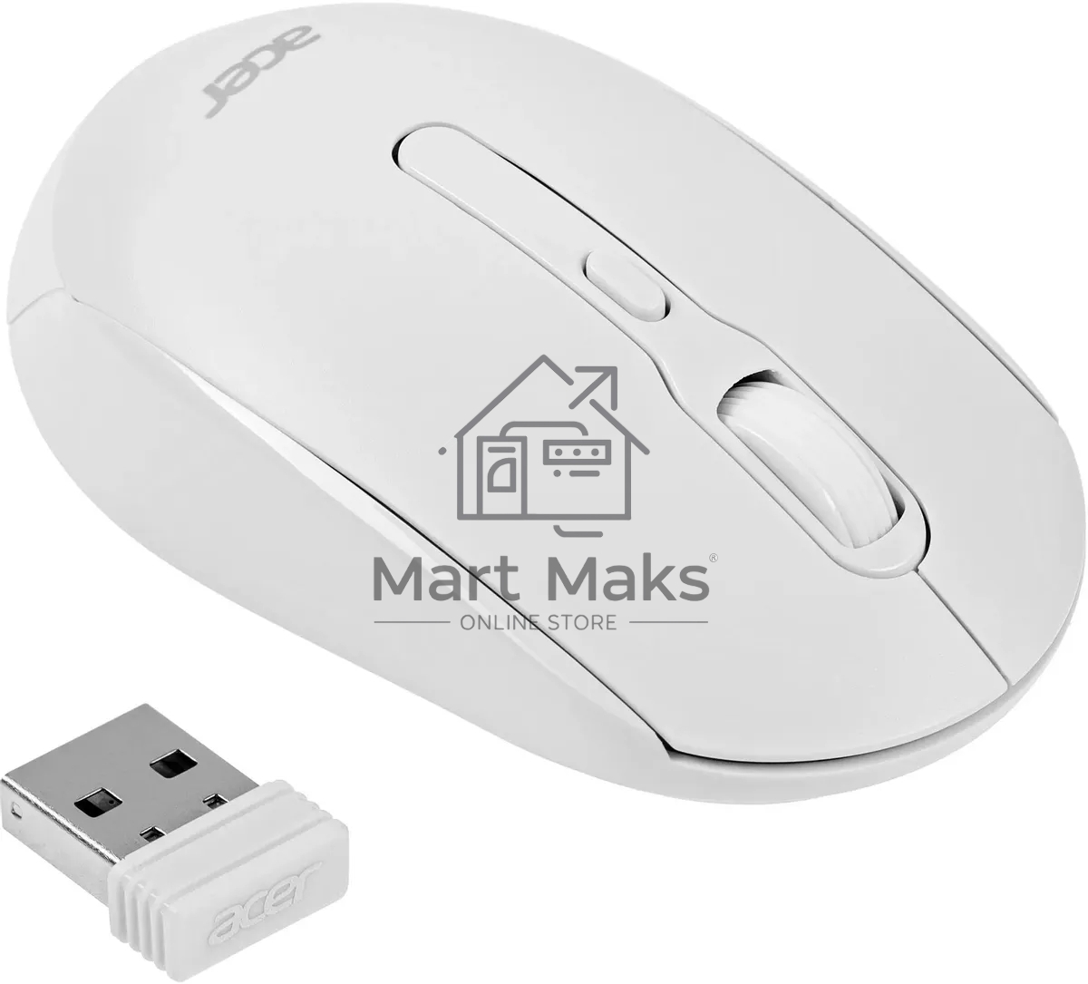 Мышь беспроводная Acer OMR308 белый, 1600 dpi, радиоканал, Bluetooth, USB, кнопки - 4