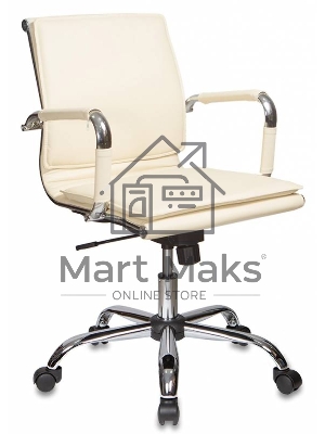 Кресло руководителя Бюрократ CH-993-Low/Ivory слоновая кость, низкая спинка, искусственная кожа, крестовина хромированная