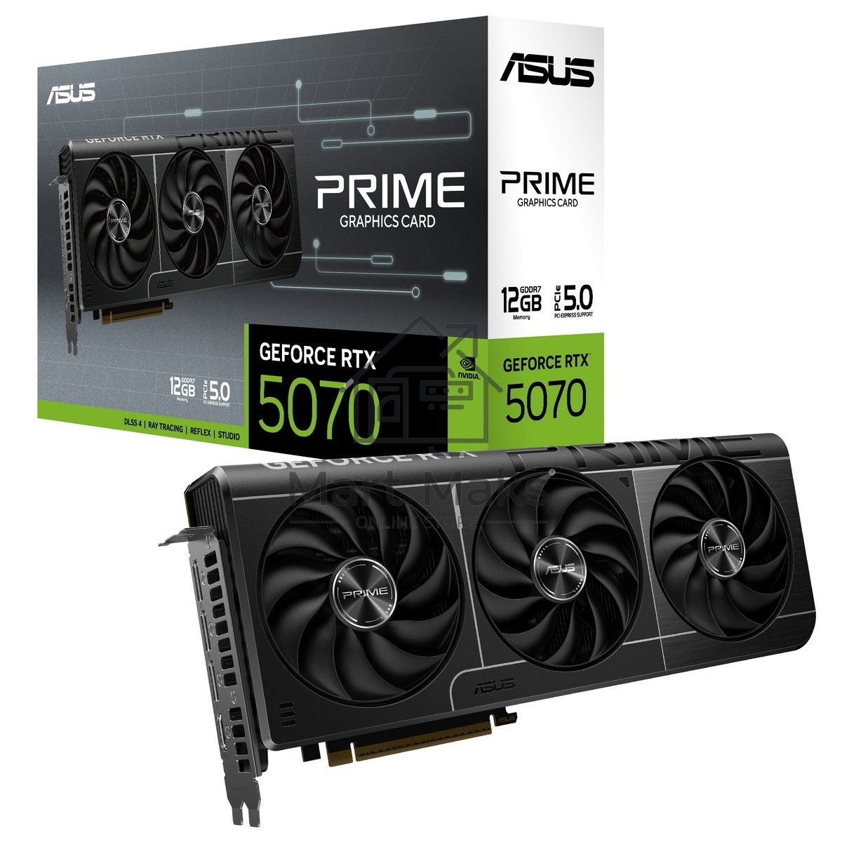 Видеокарта ASUS PRIME-RTX5070-12G, 12 GB GDDR7, 192 bit, 3xDP, HDMI, GPU 2165 MHz