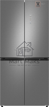 Холодильник Weissgauff WCD 450 Bru Steel Glass NoFrost Inverter матовая сталь трехкамерный 287/163л морозилка снизу, No Frost, Side by Side
