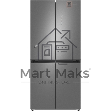 Холодильник Weissgauff WCD 450 Bru Steel Glass NoFrost Inverter матовая сталь трехкамерный 287/163л морозилка снизу, No Frost, Side by Side