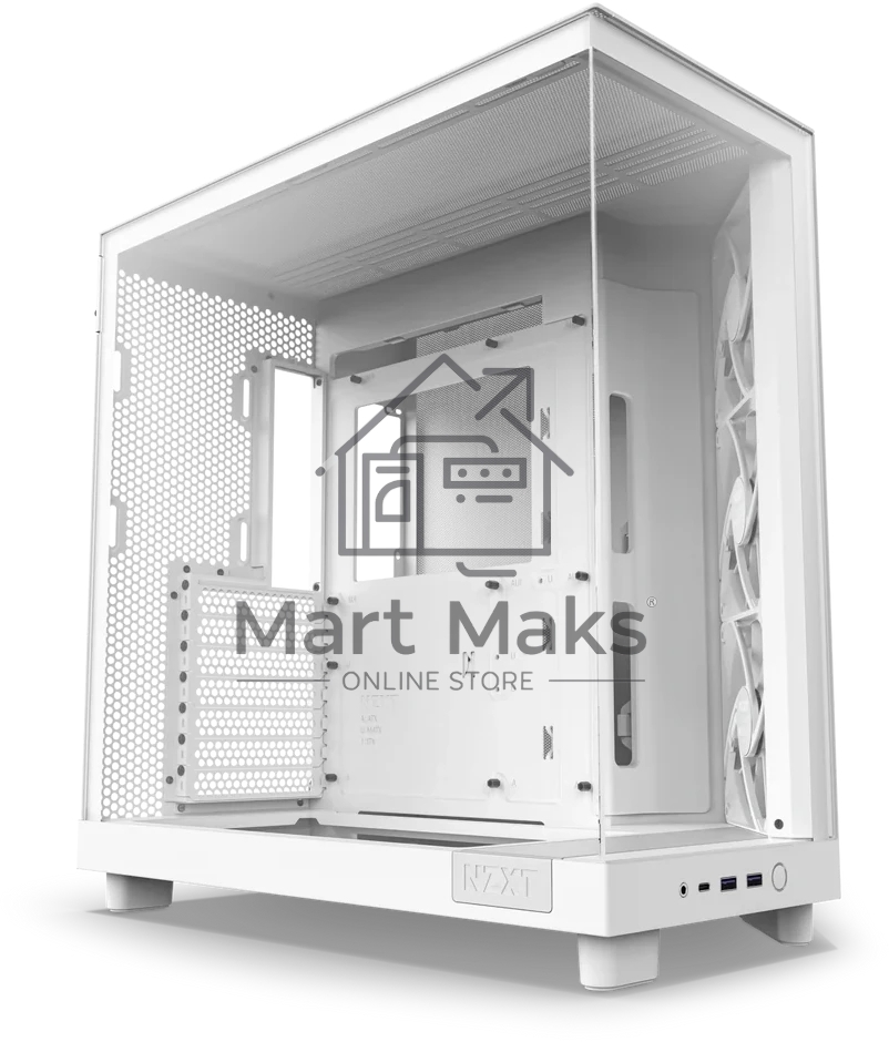 Компьютерный корпус без блока питания Case NZXT H6 Flow, Midi-Tower, TG, 3x120мм, 2xUSB-A 3.2 + 1xUSB-C 3.2, ATX, mATX, mITX белый