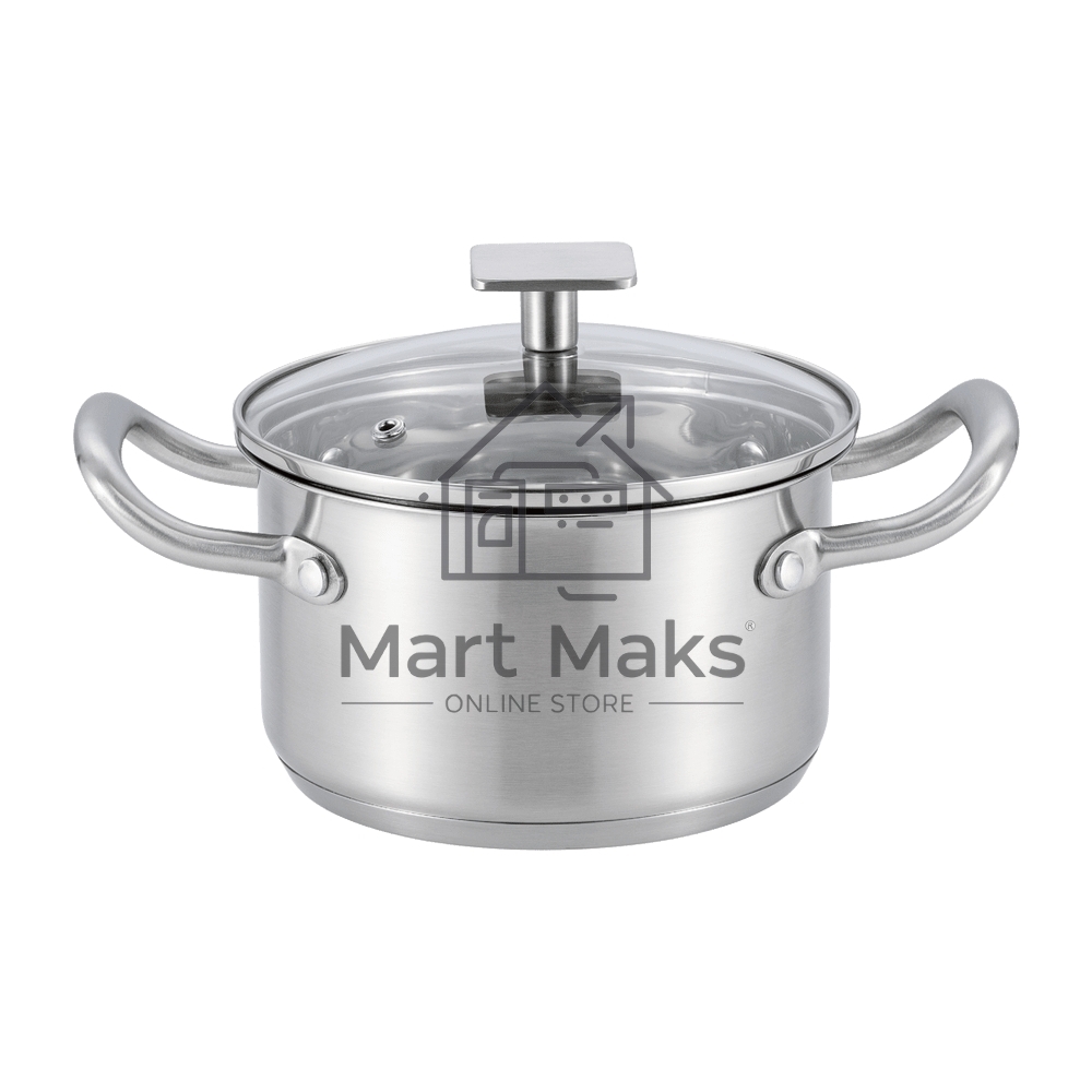 Кастрюля MAUNFELD FLORENCE MF19FR01CR из нержавеющей стали со стеклянной крышкой, 16 см, 1,9 л