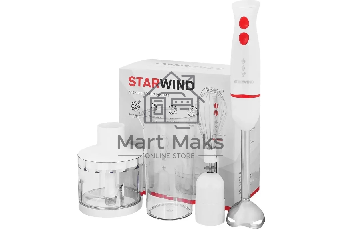 Блендер погружной Starwind SBP2242 500Вт белый/оранжевый