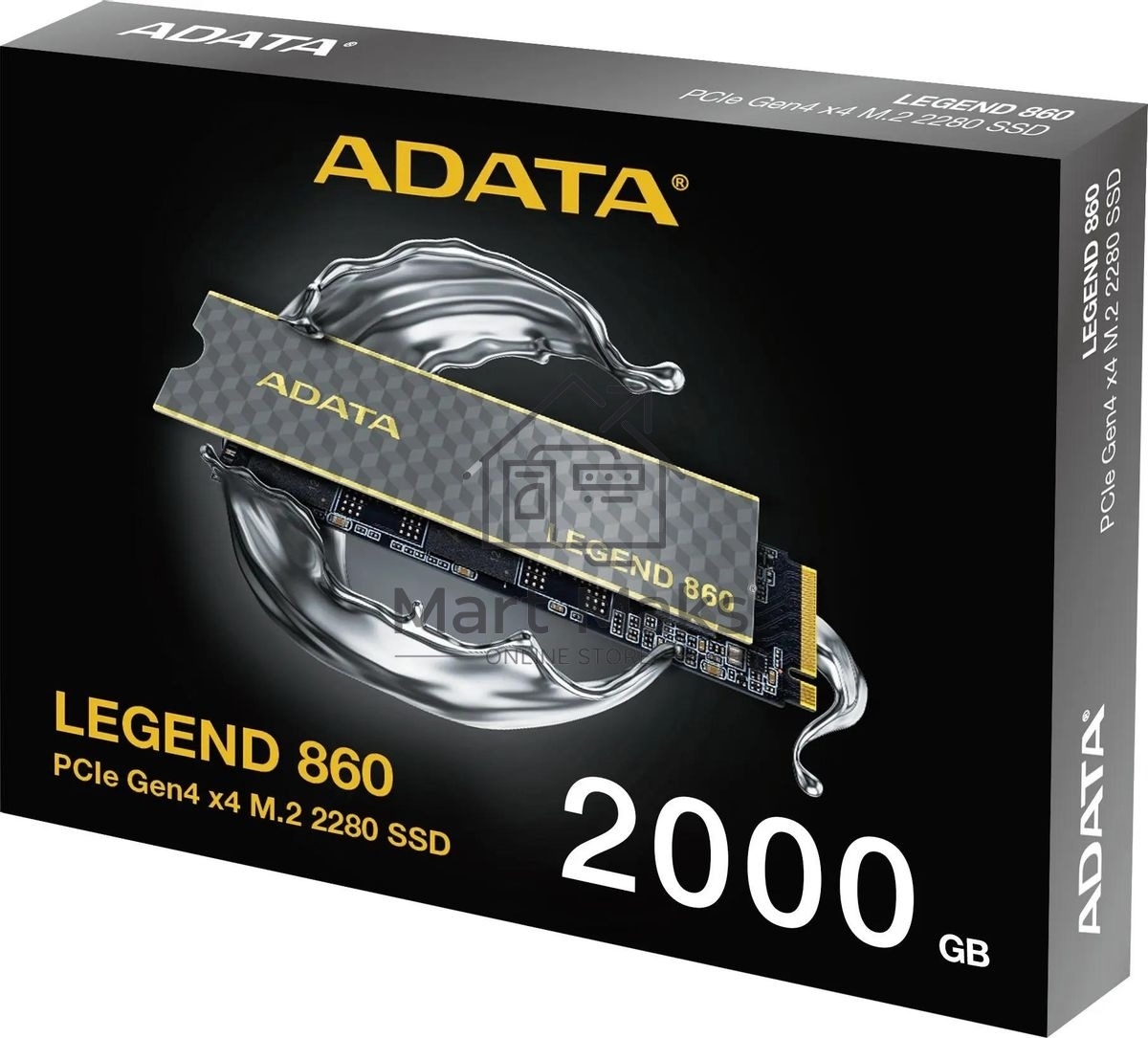 Накопитель SSD ADATA LEGEND 860, 2Tb, PCIe 4.0 x4, M.2 2280, NVMe, R/W 6000/5000, с радиатором