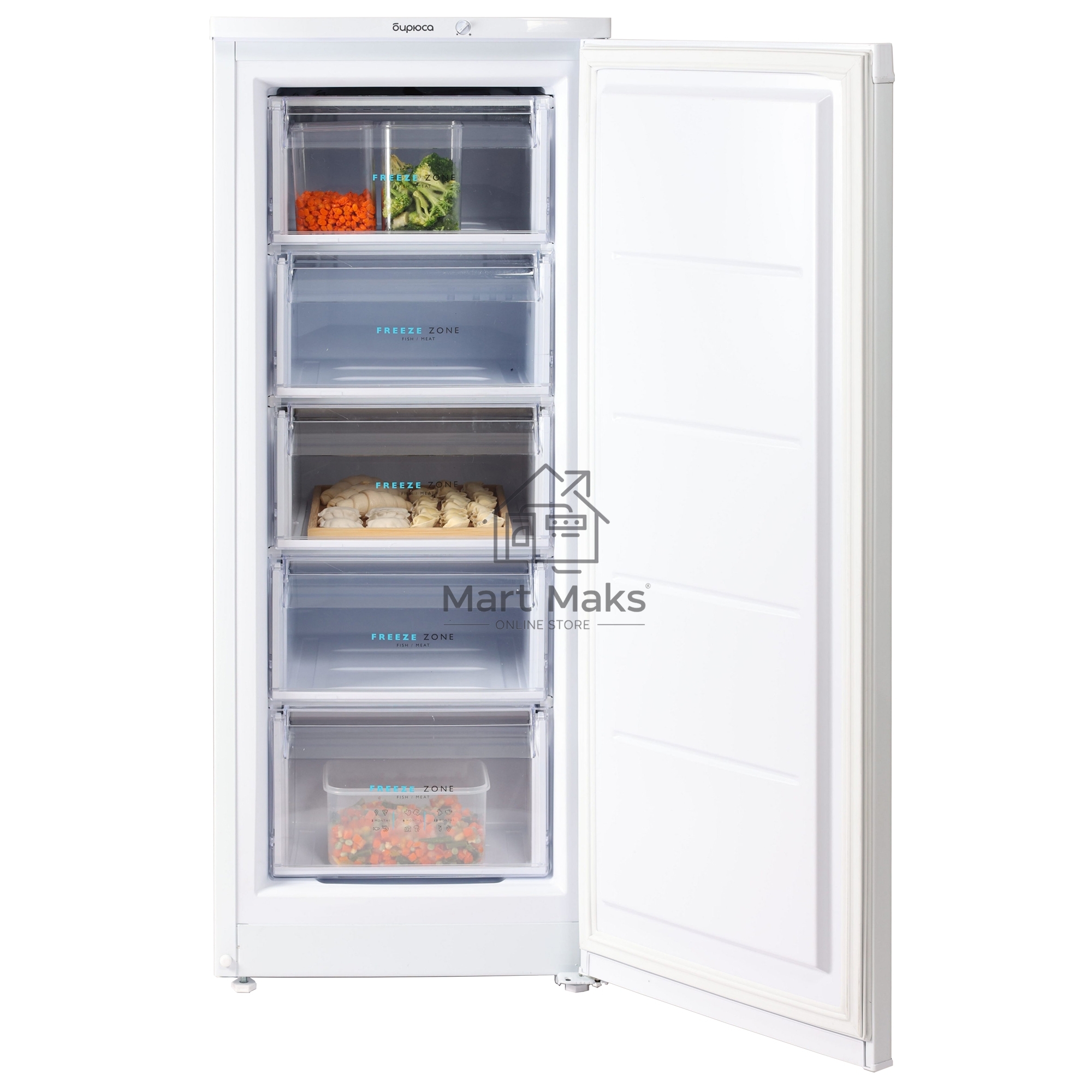 Морозильная камера Бирюса 414 белый, 130л, 5 ящиков