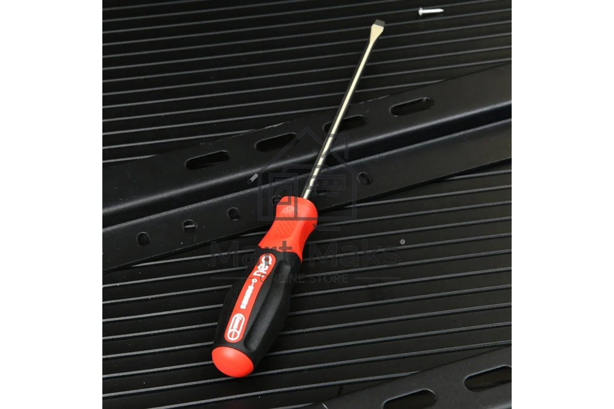 Отвертка шлицевая Deli DL3443 SL5x75мм сталь S2, матовый стержень, двухкомпонентная прорезиненная рукоять