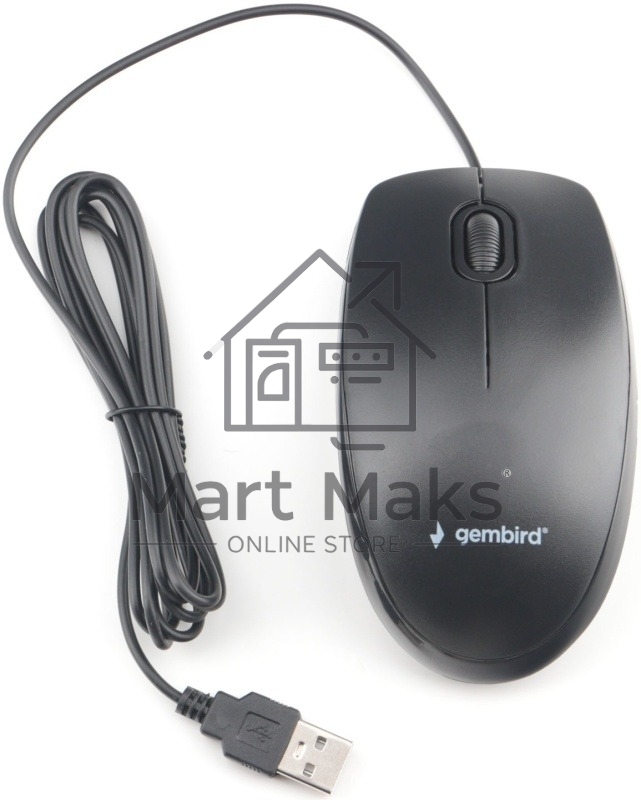 Мышь проводная Gembird MOP-200 черный, 1000 dpi, USB, кнопки - 3